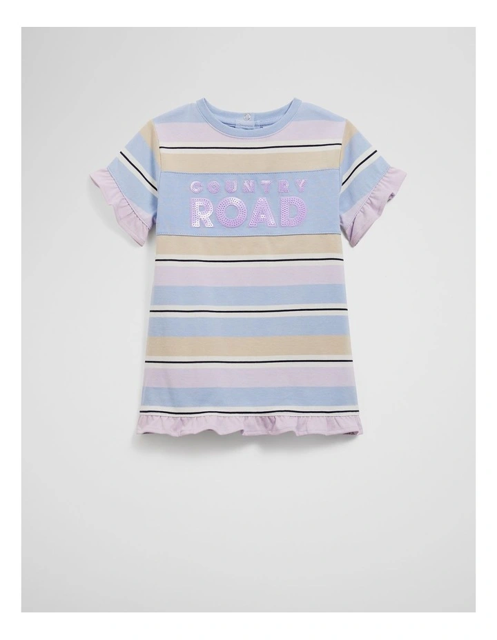Organically Grown Cotton T-shirt Logo Dress in Bluebell Multi image 1