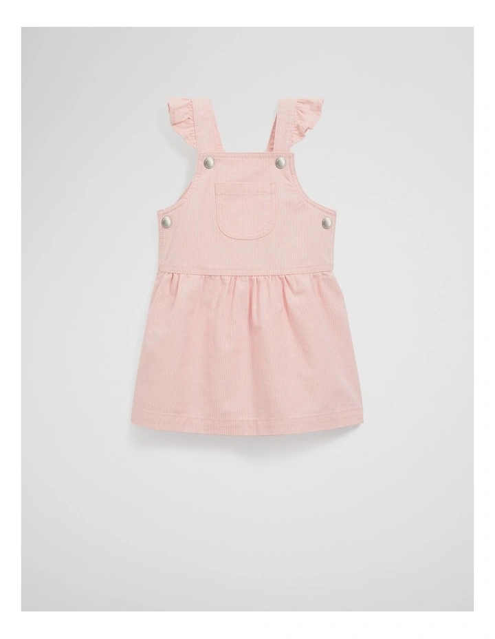 Organically Grown Cotton Railroad Frill Dress in Pink Stripe image 1
