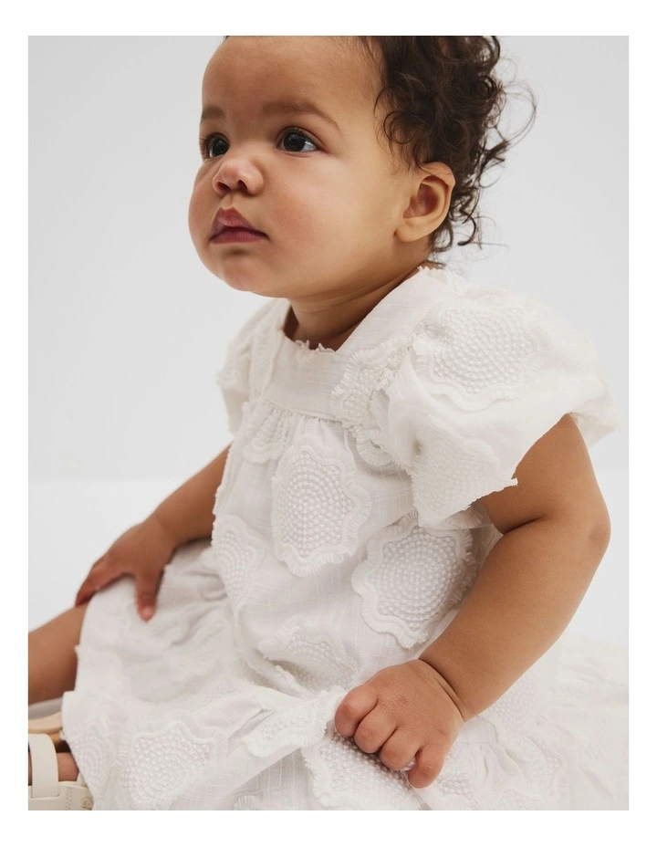 Organically Grown Cotton Embroidered Floral Dress in Marshmallow image 2
