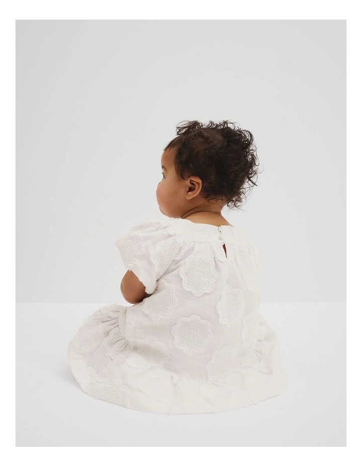 Organically Grown Cotton Embroidered Floral Dress in Marshmallow image 3