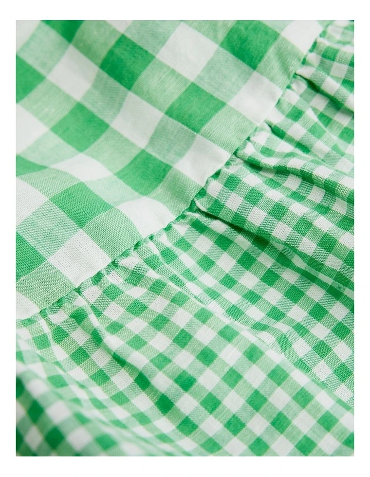Gingham Long Sleeve Mini Dress in Jade Green image 3