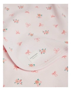 Organically Grown Cotton Waffle Blanket in Pink Floral