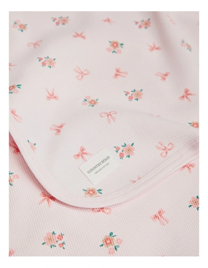 Organically Grown Cotton Waffle Blanket in Pink Floral image 1