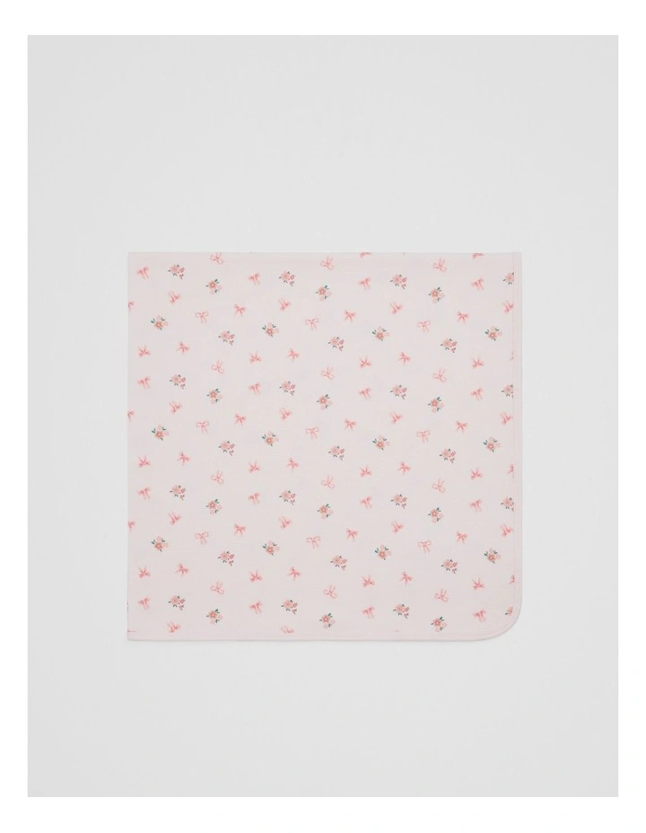 Organically Grown Cotton Waffle Blanket in Pink Floral image 2