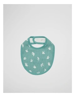 Organically Grown Cotton Waffle Bib in Bluegum Bird