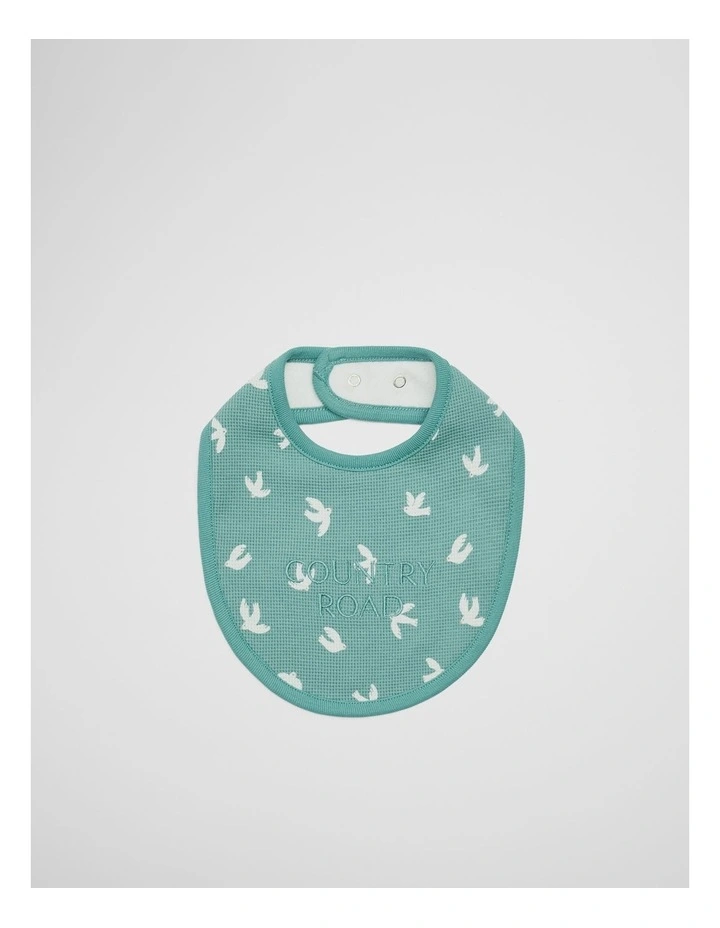 Organically Grown Cotton Waffle Bib in Bluegum Bird image 1