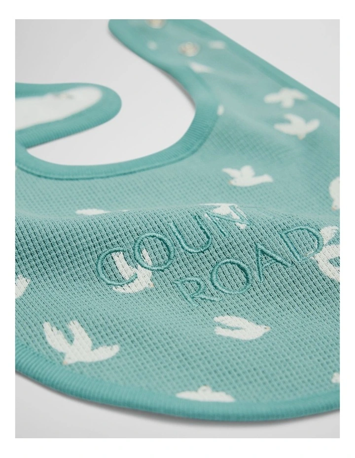 Organically Grown Cotton Waffle Bib in Bluegum Bird image 2