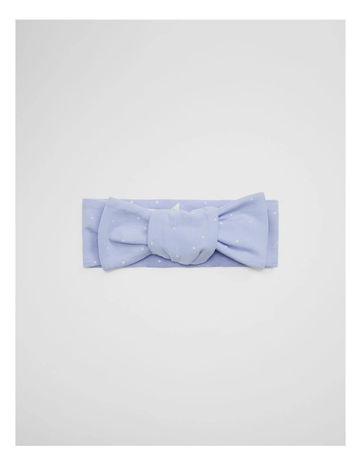 Organically Grown Cotton Headband in Bluebell Spot image 1