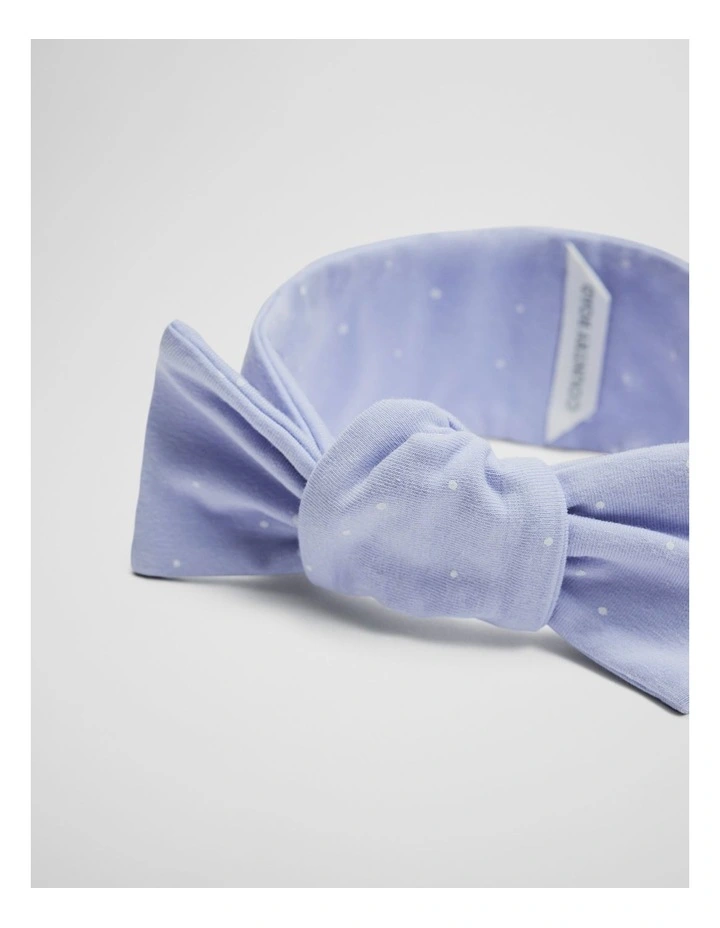 Organically Grown Cotton Headband in Bluebell Spot image 2