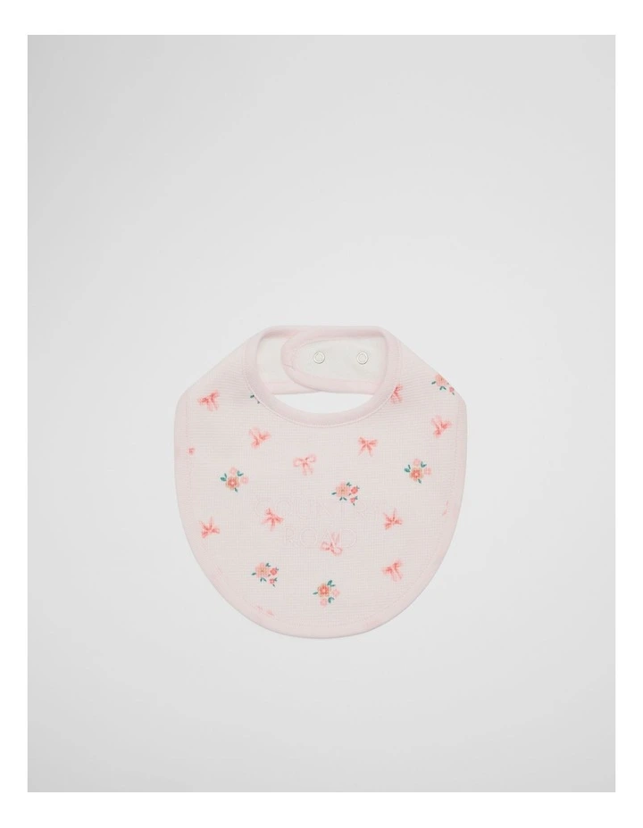 Organically Grown Cotton Waffle Bib in Pink Floral image 1