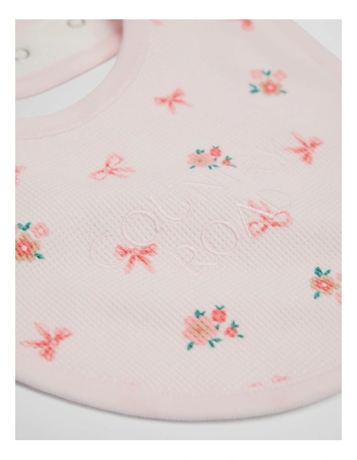 Organically Grown Cotton Waffle Bib in Pink Floral image 2