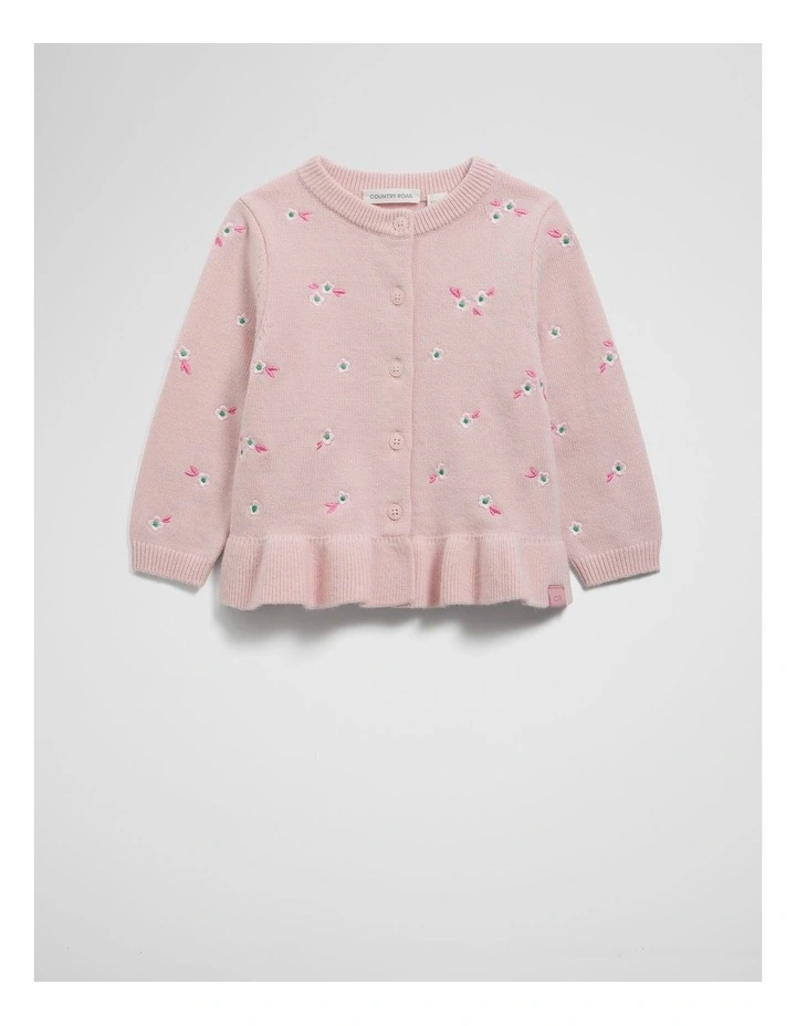 Floral Embroidered Cardigan in Mineral Pink image 4