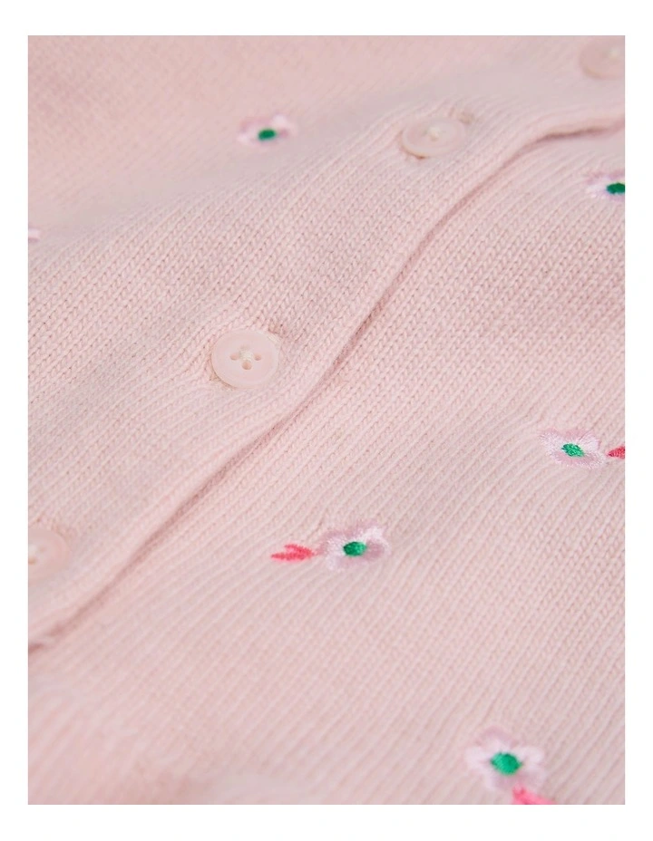 Floral Embroidered Cardigan in Mineral Pink image 5
