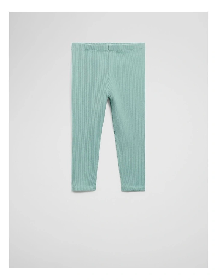 Organically Grown Cotton Blend Solid Rib Legging in Spearmint image 1