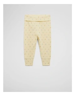 Organically Grown Cotton Fold Over Soft Pant in Lemon Ditsy