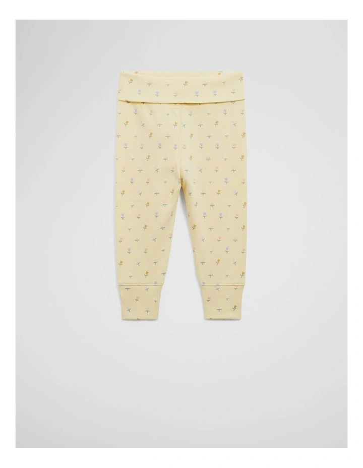 Organically Grown Cotton Fold Over Soft Pant in Lemon Ditsy image 1