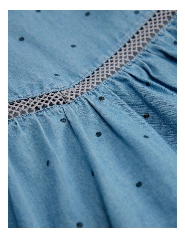 Organically Grown Cotton Blend Puff Sleeve Top in Chambray image 5