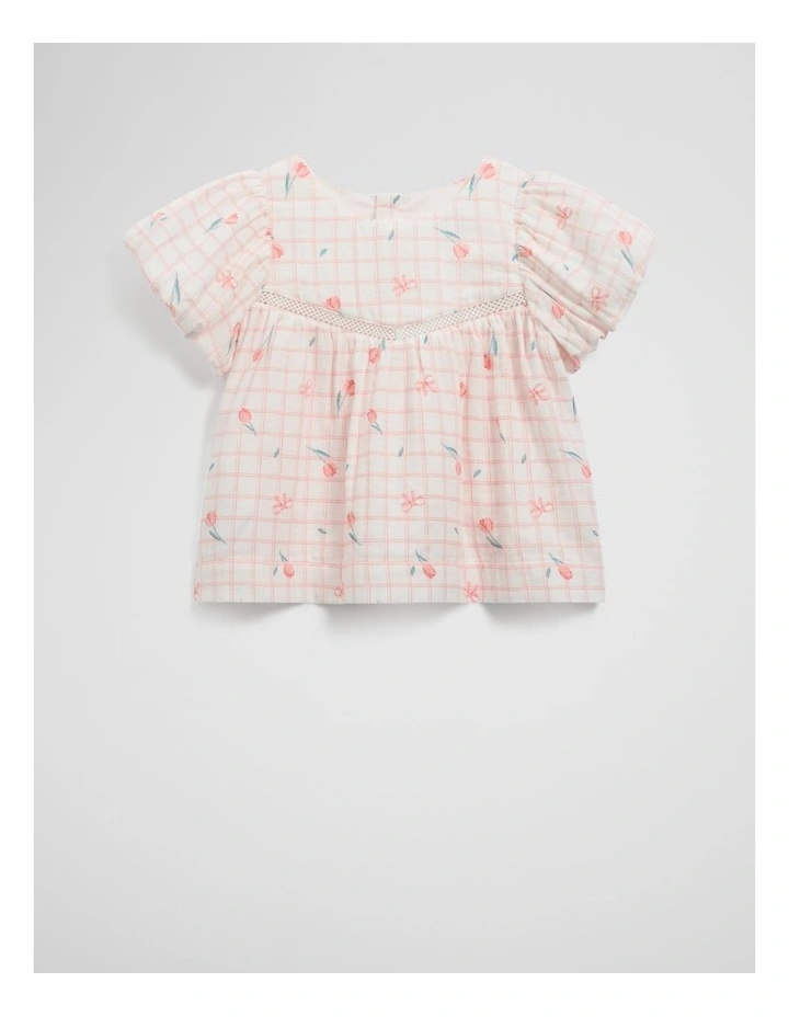 Organically Grown Cotton Blend Puff Sleeve Top in Marsh Floral image 1
