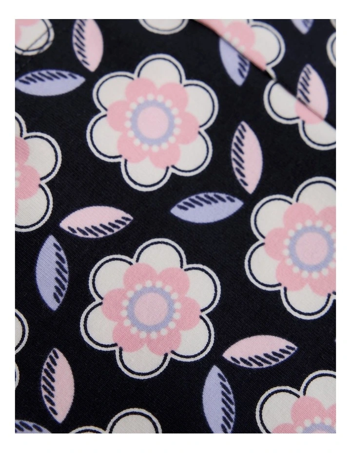 Organically Grown Cotton Blend Bike Short in Navy Floral Geo image 2