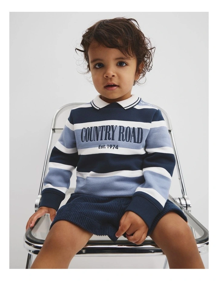 Verified Australian Cotton Heritage Sweat in Blue Stripe image 1