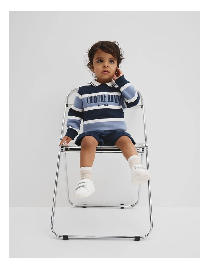 Verified Australian Cotton Heritage Sweat in Blue Stripe image 2