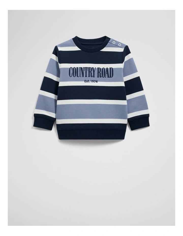 Verified Australian Cotton Heritage Sweat in Blue Stripe image 4