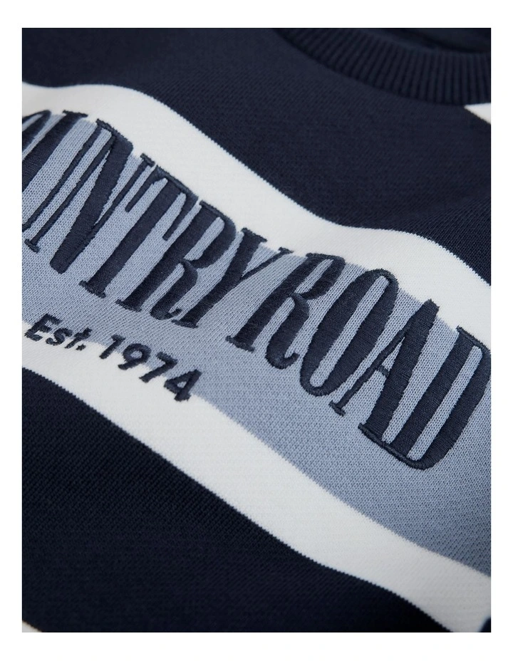 Verified Australian Cotton Heritage Sweat in Blue Stripe image 5