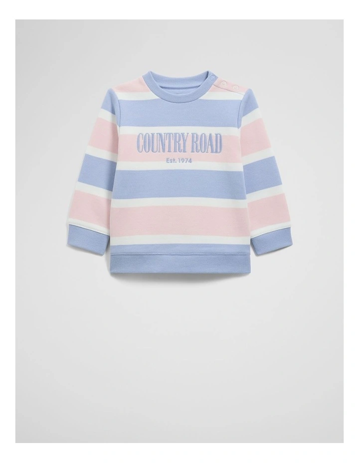 Verified Australian Cotton Heritage Sweat in Bluebell Stripe image 1