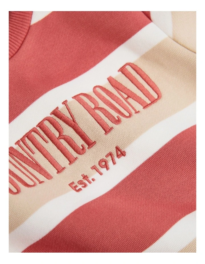 Verified Australian Cotton Heritage Sweat in Faded Red Stripe image 2