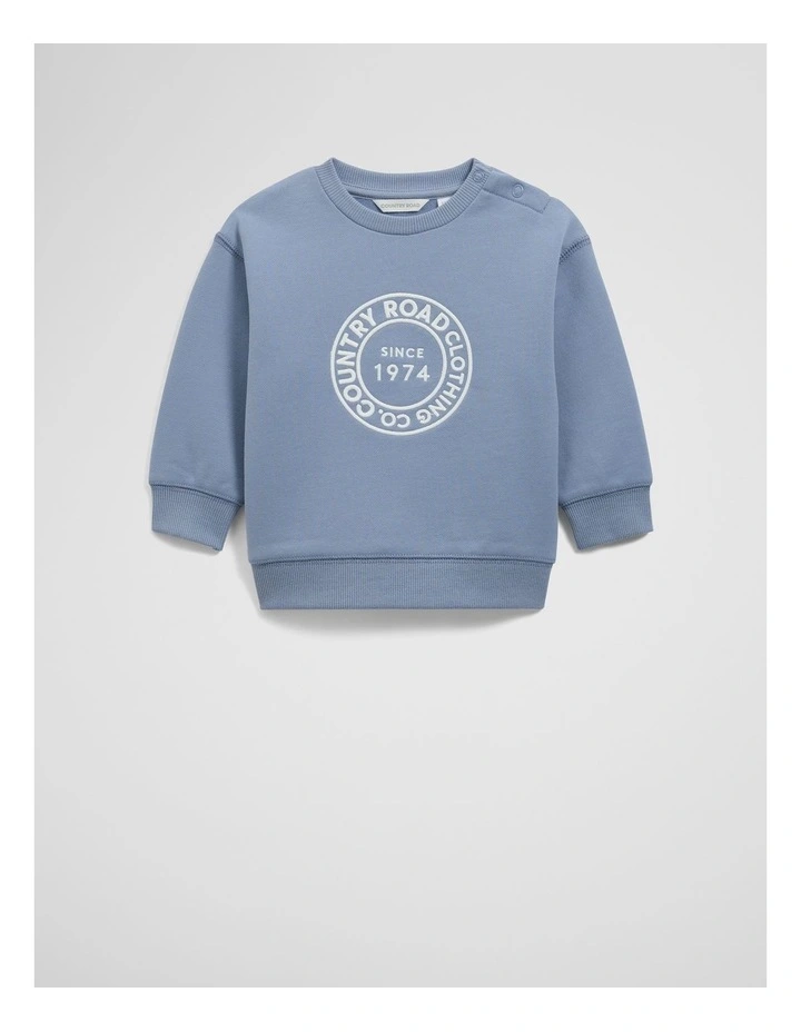 Australian Oversized Circle Logo Sweat in Slate Blue image 1