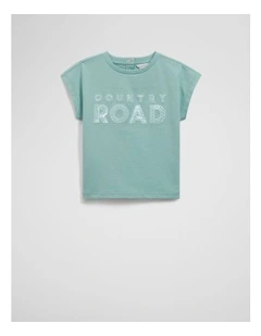 Organically Grown Cotton Sequin Logo T-shirt in Spearmint