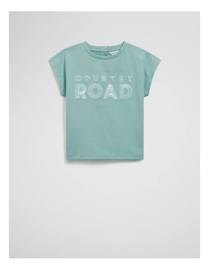 Organically Grown Cotton Sequin Logo T-shirt in Spearmint image 1