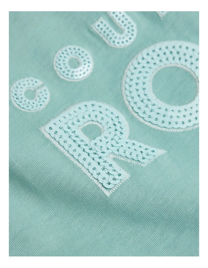 Organically Grown Cotton Sequin Logo T-shirt in Spearmint image 2