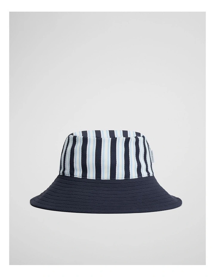 Stripe Swim Bucket Hat in Navy image 1
