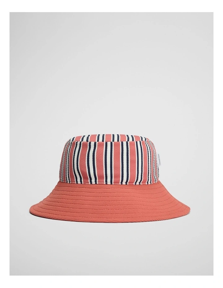 Stripe Swim Bucket Hat in Faded Red image 1