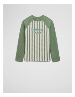 Stripe Logo Rash Vest in Sage