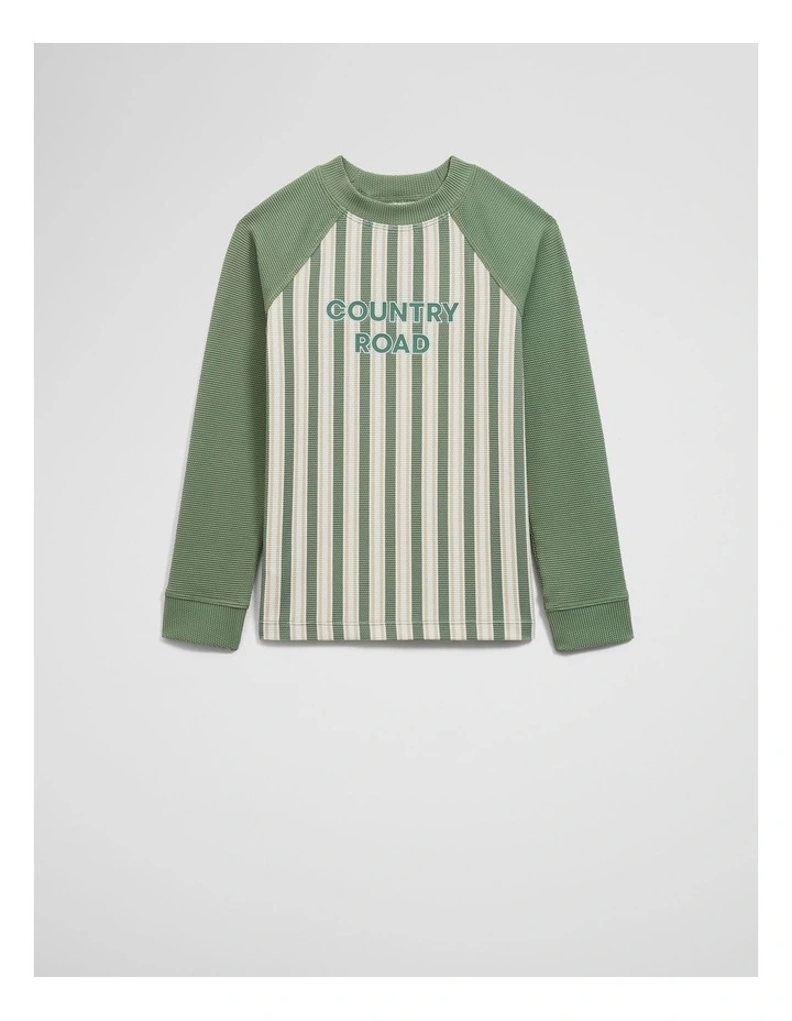 Stripe Logo Rash Vest in Sage image 1