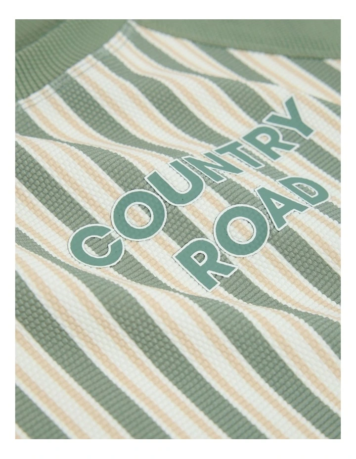 Stripe Logo Rash Vest in Sage image 2