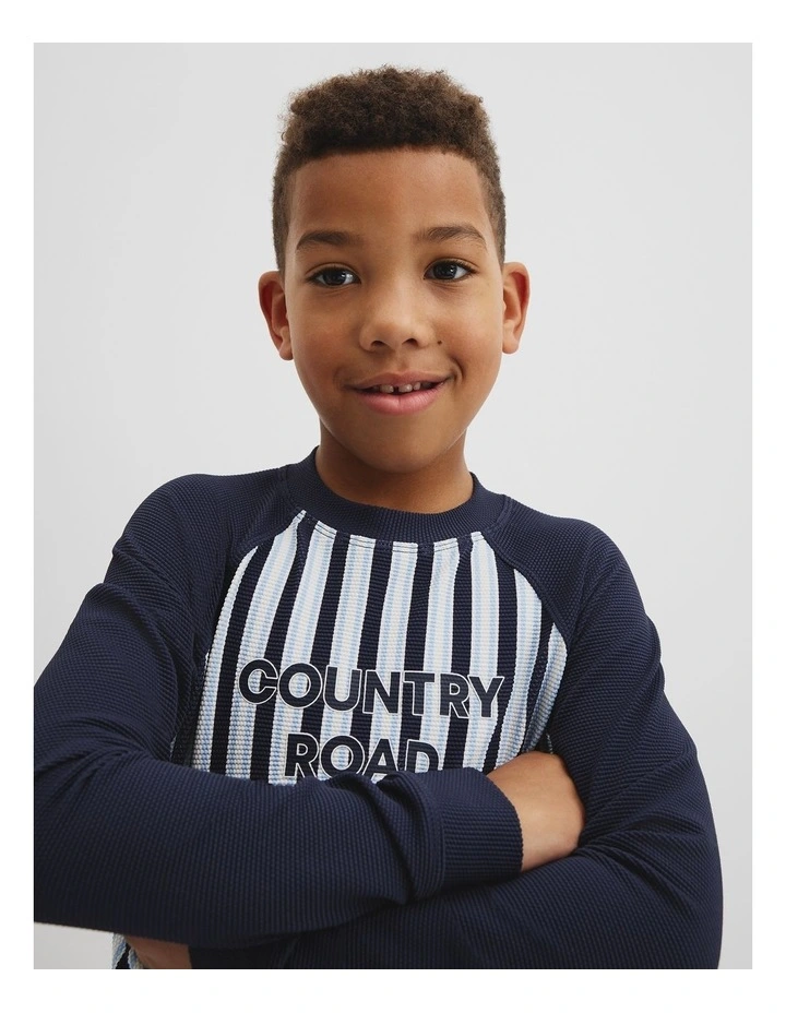Stripe Logo Rash Vest in Navy image 2