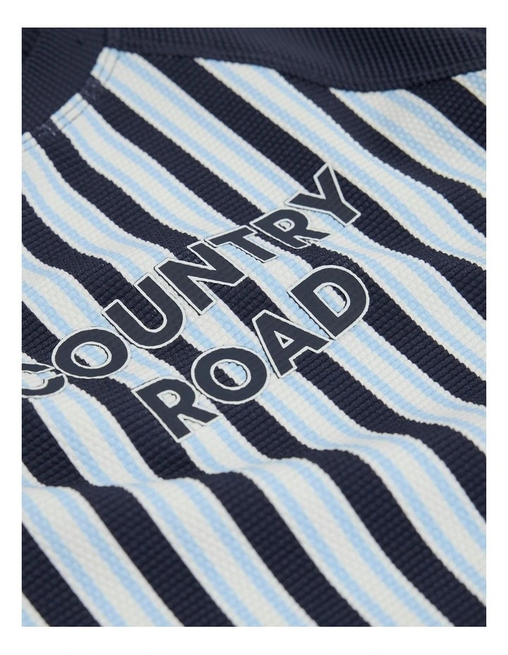 Stripe Logo Rash Vest in Navy image 4