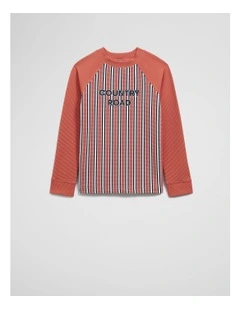 Stripe Logo Rash Vest in Faded Red