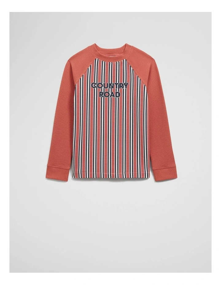 Stripe Logo Rash Vest in Faded Red image 1