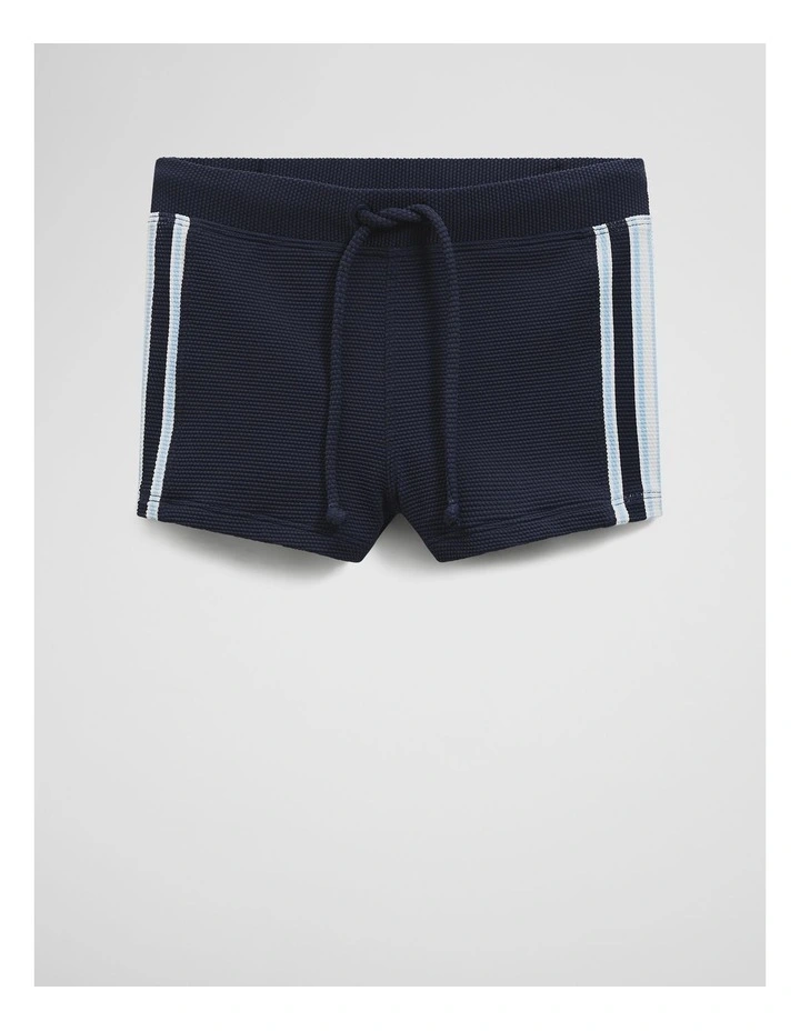 Branded Swim Short in Navy image 4