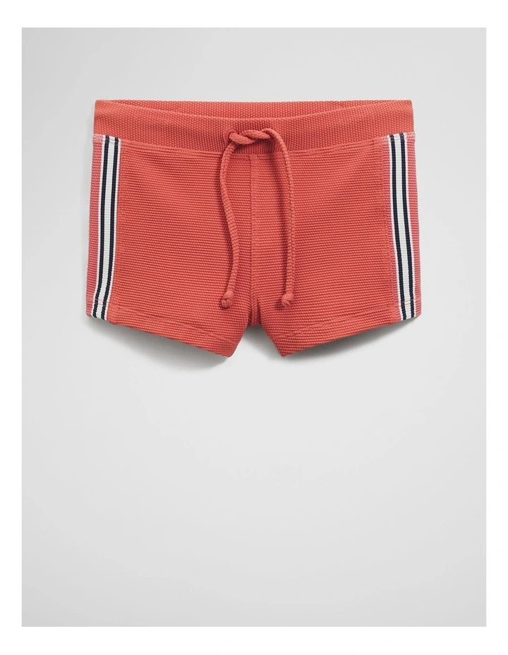 Branded Swim Short in Faded Red image 1