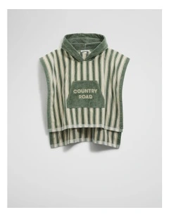 Australian Cotton Logo Stripe Poncho in Sage