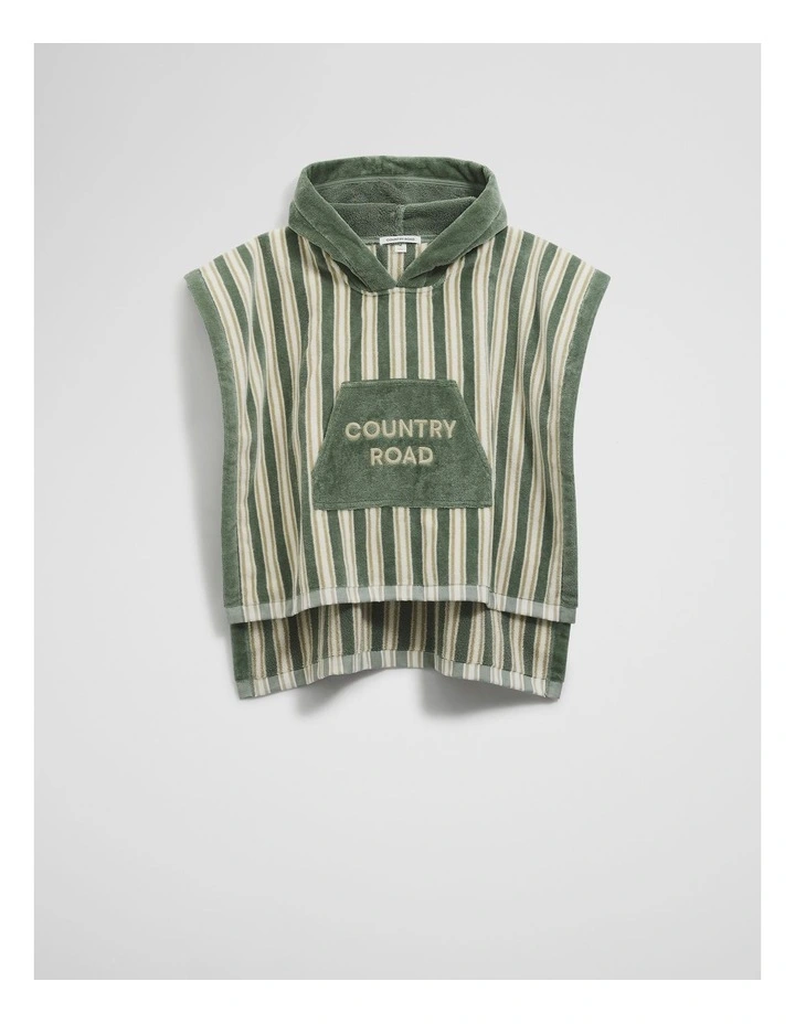Australian Cotton Logo Stripe Poncho in Sage image 1