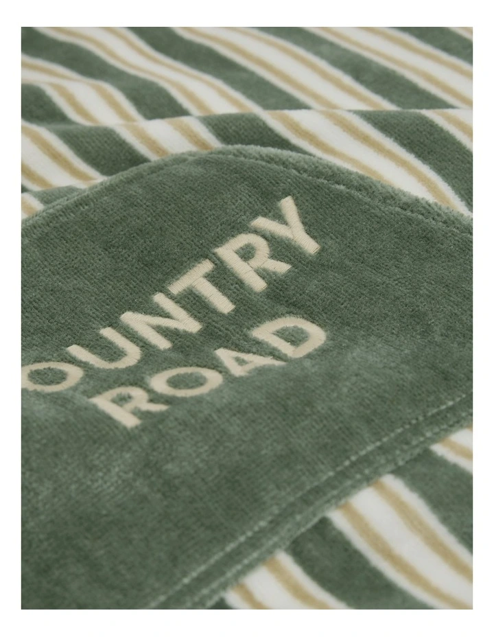 Australian Cotton Logo Stripe Poncho in Sage image 2