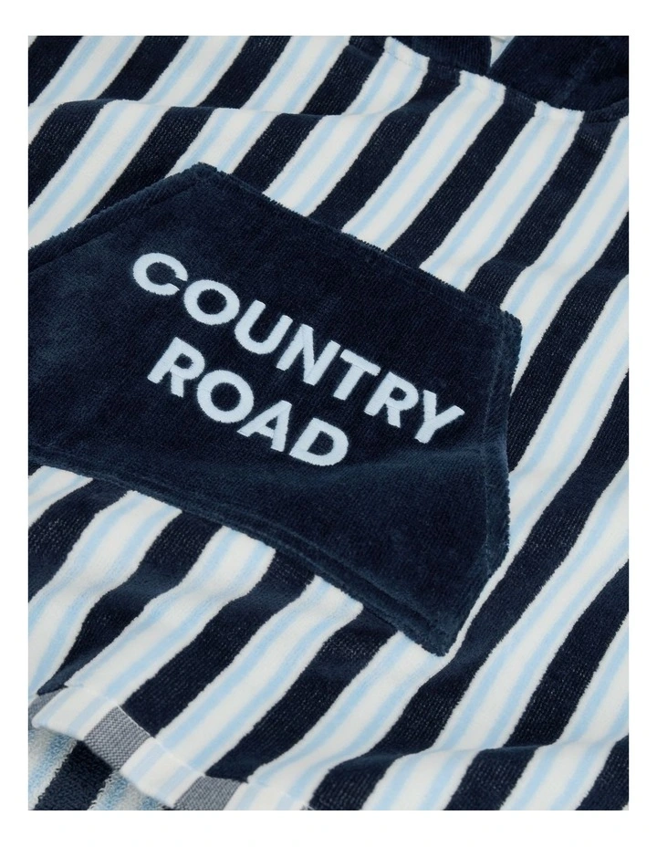 Australian Cotton Logo Stripe Poncho in Navy image 5