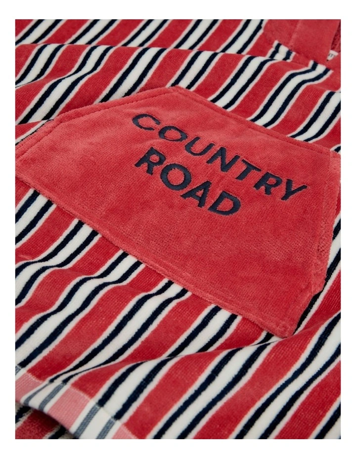 Australian Cotton Logo Stripe Poncho in Faded Red image 2