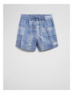 Patch Paisley Boardshort in Slate Blue